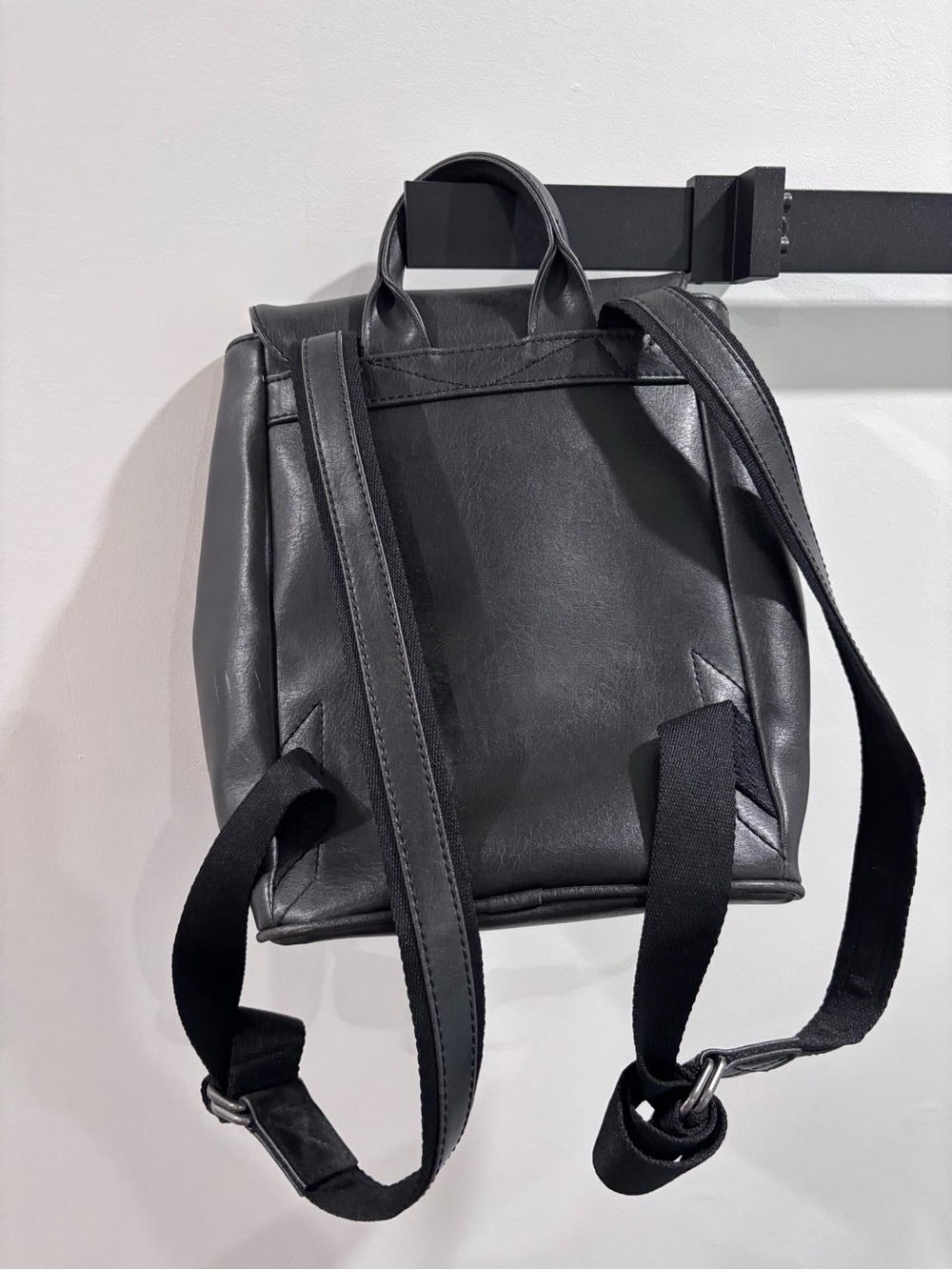 Matt & Nat Black Vegan Leather Flap Backpack - Picture 2 of 9